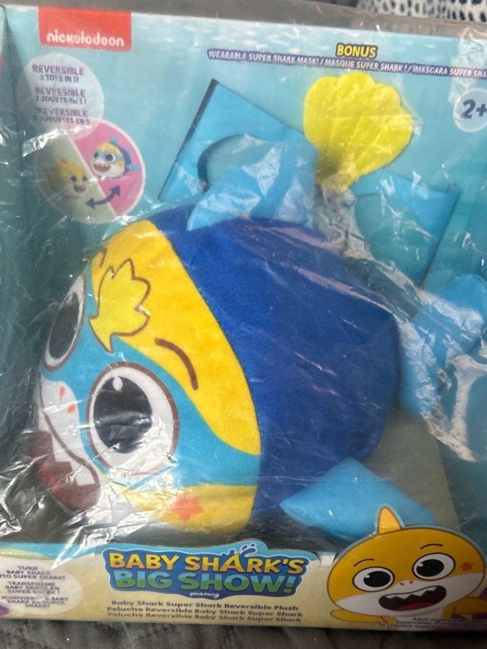 Nickelodeon Baby Shark Reversible Plush Toy - Blue & Yellow